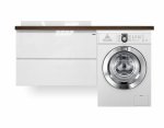 Тумба с раковиной Эстет Malibu Luxe 155 L подвесная 2 ящика белая/столешница массив