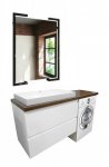 Комплект мебели Эстет Malibu Luxe 155 L подвесной 2 ящика белый/столешница массив