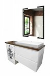 Комплект мебели Эстет Malibu Luxe 155 R подвесной 2 ящика белый/столешница массив
