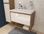 Тумба с раковиной Эстет Monaco Wood 90 1 ящик белая/дуб рустикальный